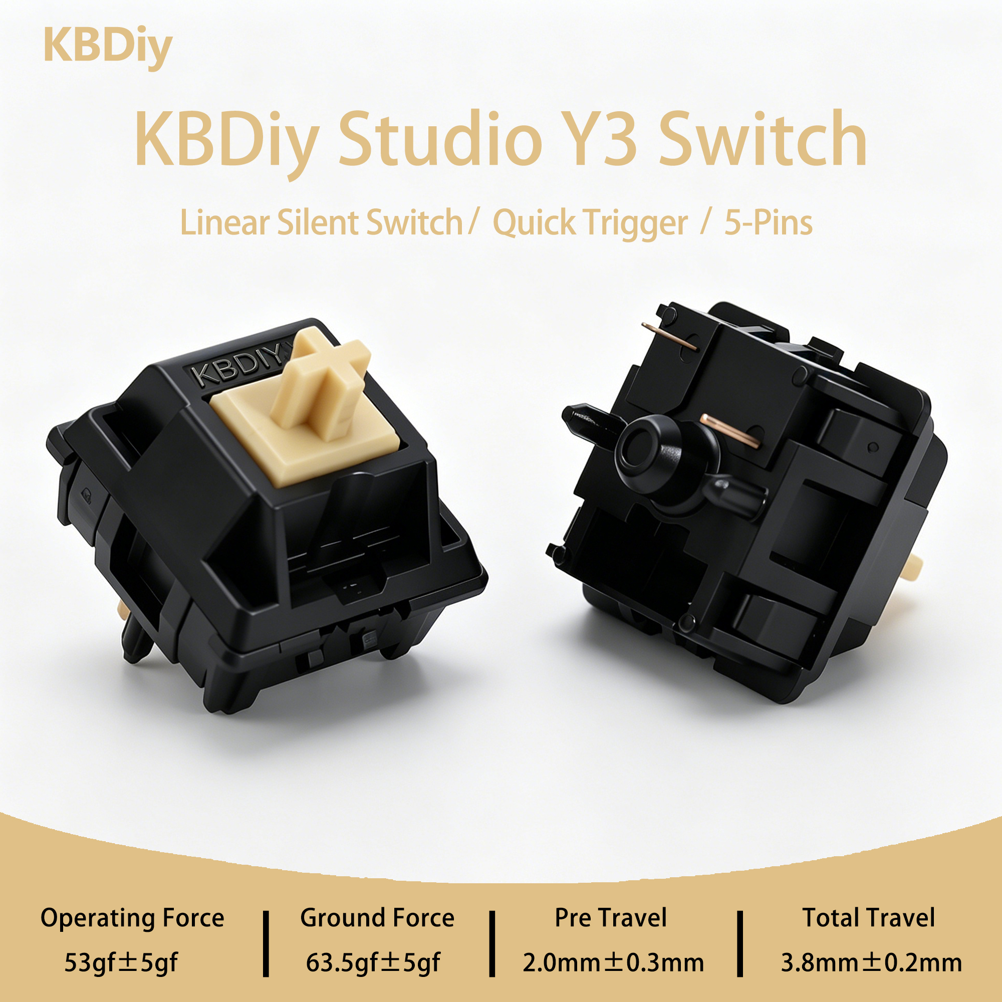 Gaming Keyboard Ergo - KBDiy Y3 Silent Switch Linear Creamy