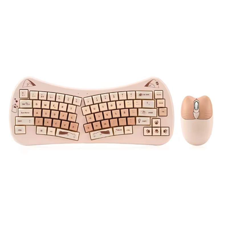 Gaming Keyboard And Mouse Wireless - 68 Key Cat Ear Mechanical Keyboard