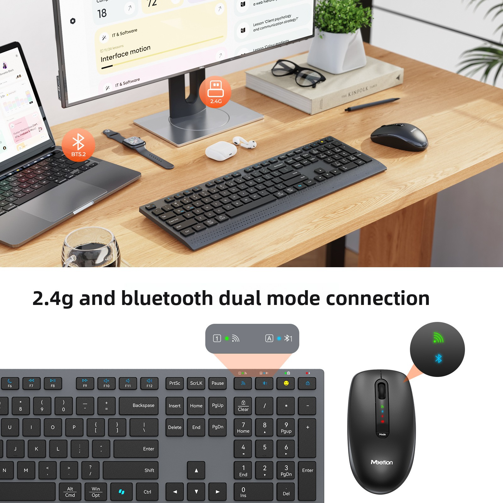 Dual-mode 2.4G Wireless Keyboa - Gaming Keyboard Mouse And Headset Combo review and price