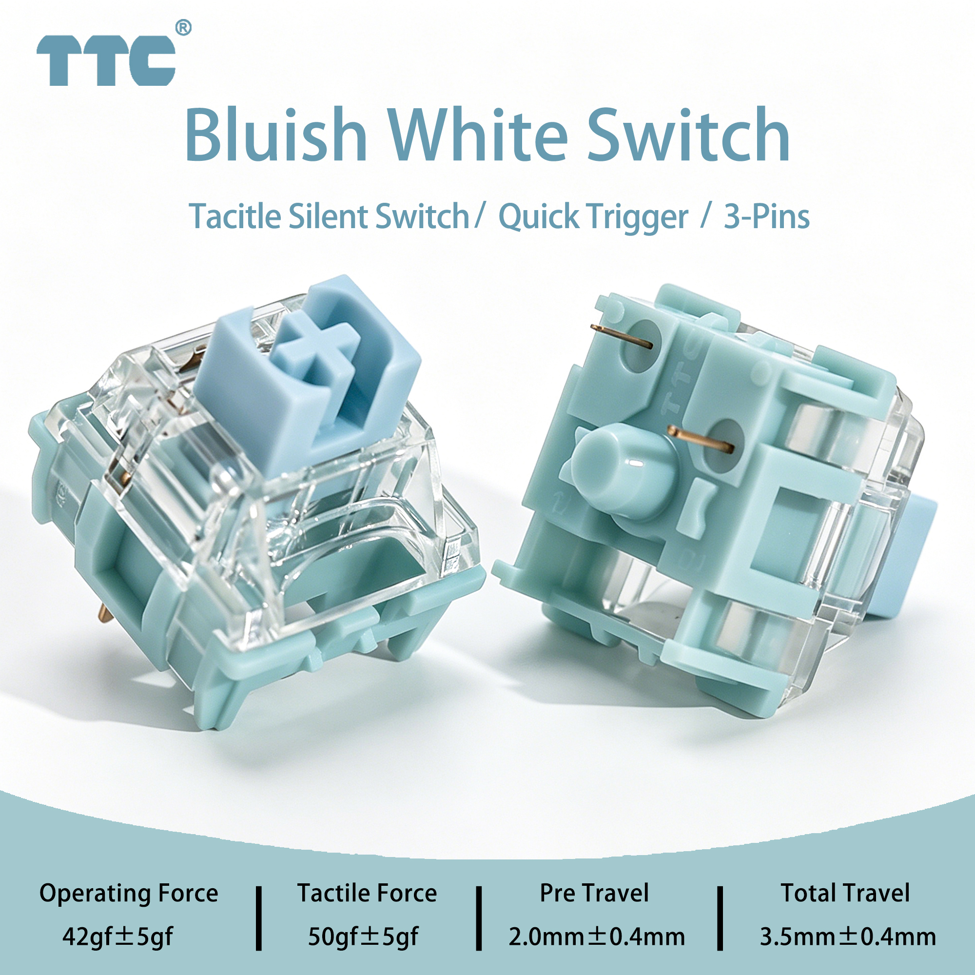 TTC Bluish White Silent Switch - Gaming Keyboard Ergo review and price