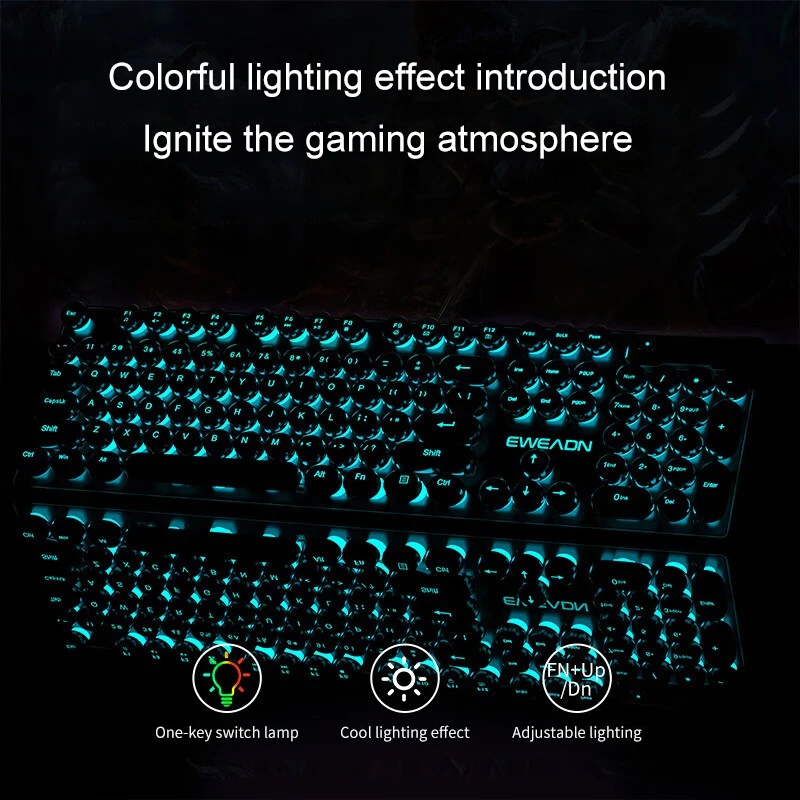 Retro Punk Mechanical Feel Key - Gaming Keyboard And Mouse Wireless review and price
