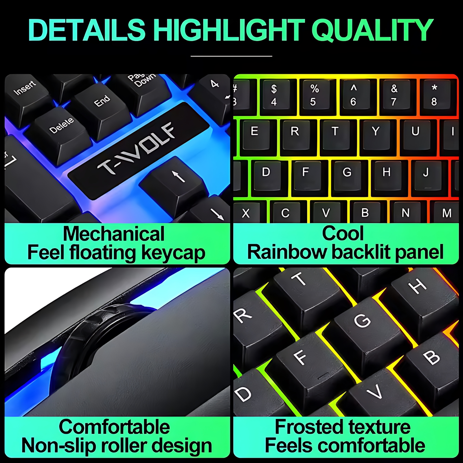 Rainbow Backlit Wired Keyboard - Gaming Keyboard Mouse Combo review and price