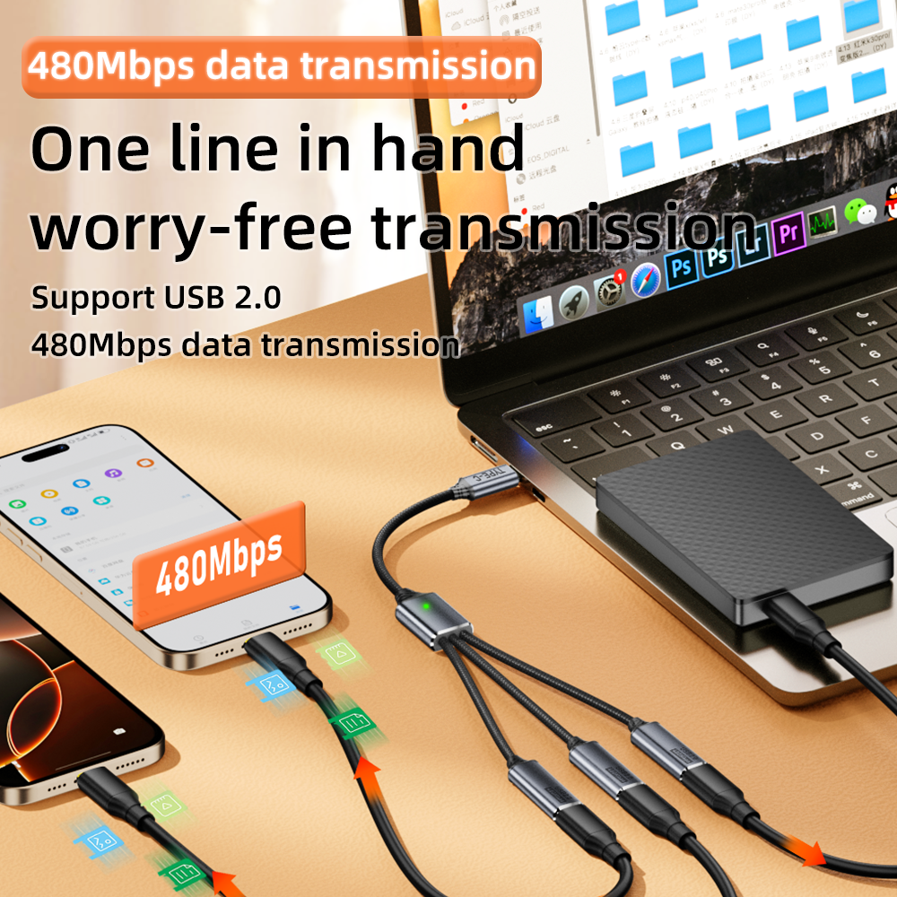 USB splitter cable 1-in-3outpu - Gaming Keyboard Type C review and price