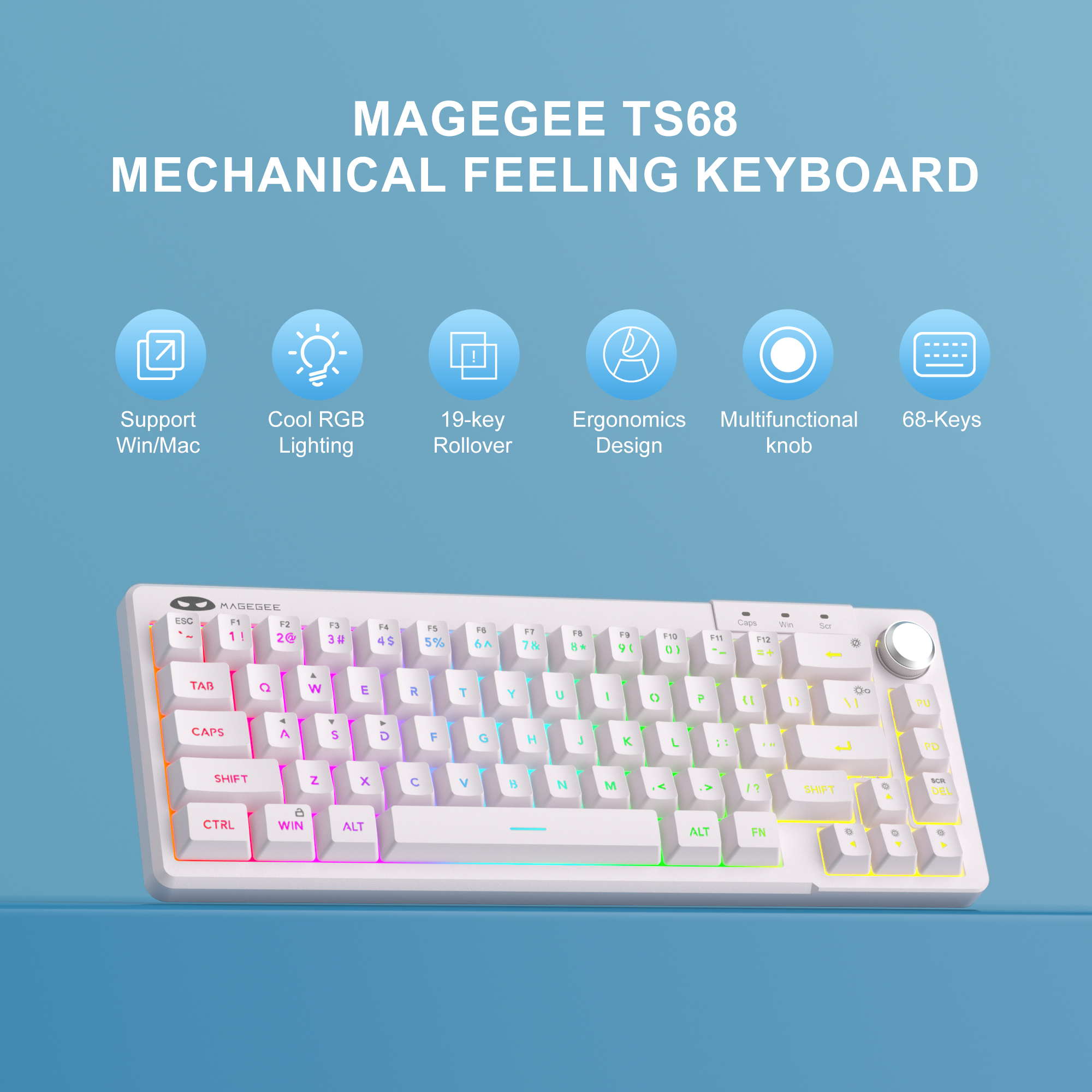 MageGee TS68 Mini 60% RGB Gami - Gaming Keyboard Blue Switches review and price