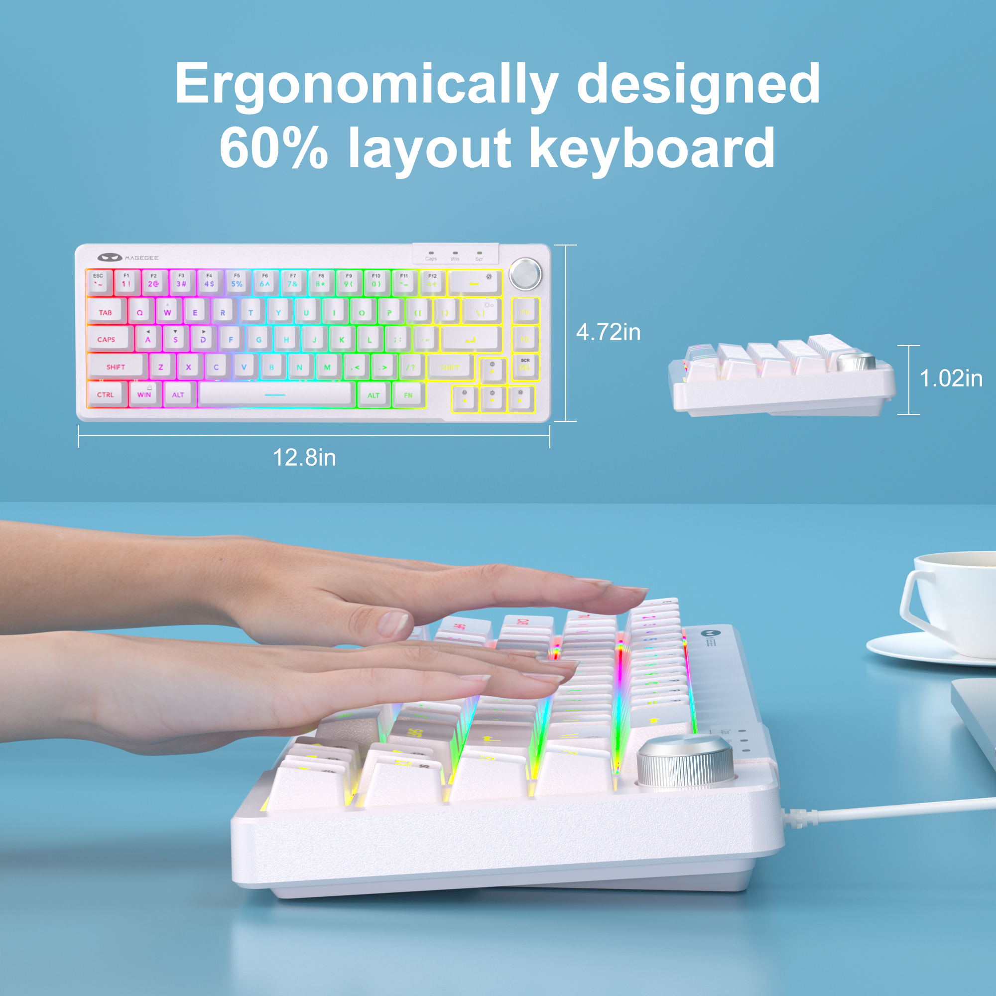 MageGee TS68 Mini 60% RGB Gami - Gaming Keyboard Blue Switches review and price