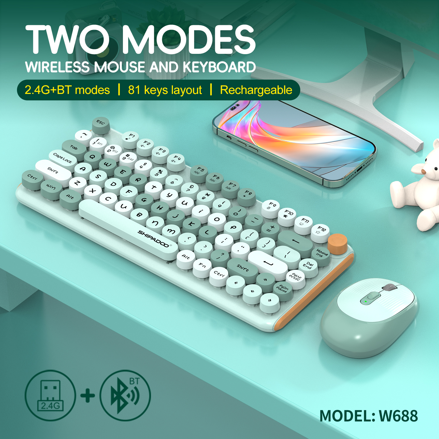 81 keys Bluetooth 2.4G Wireles - Gaming Keyboard And Mouse Combo Wireless review and price
