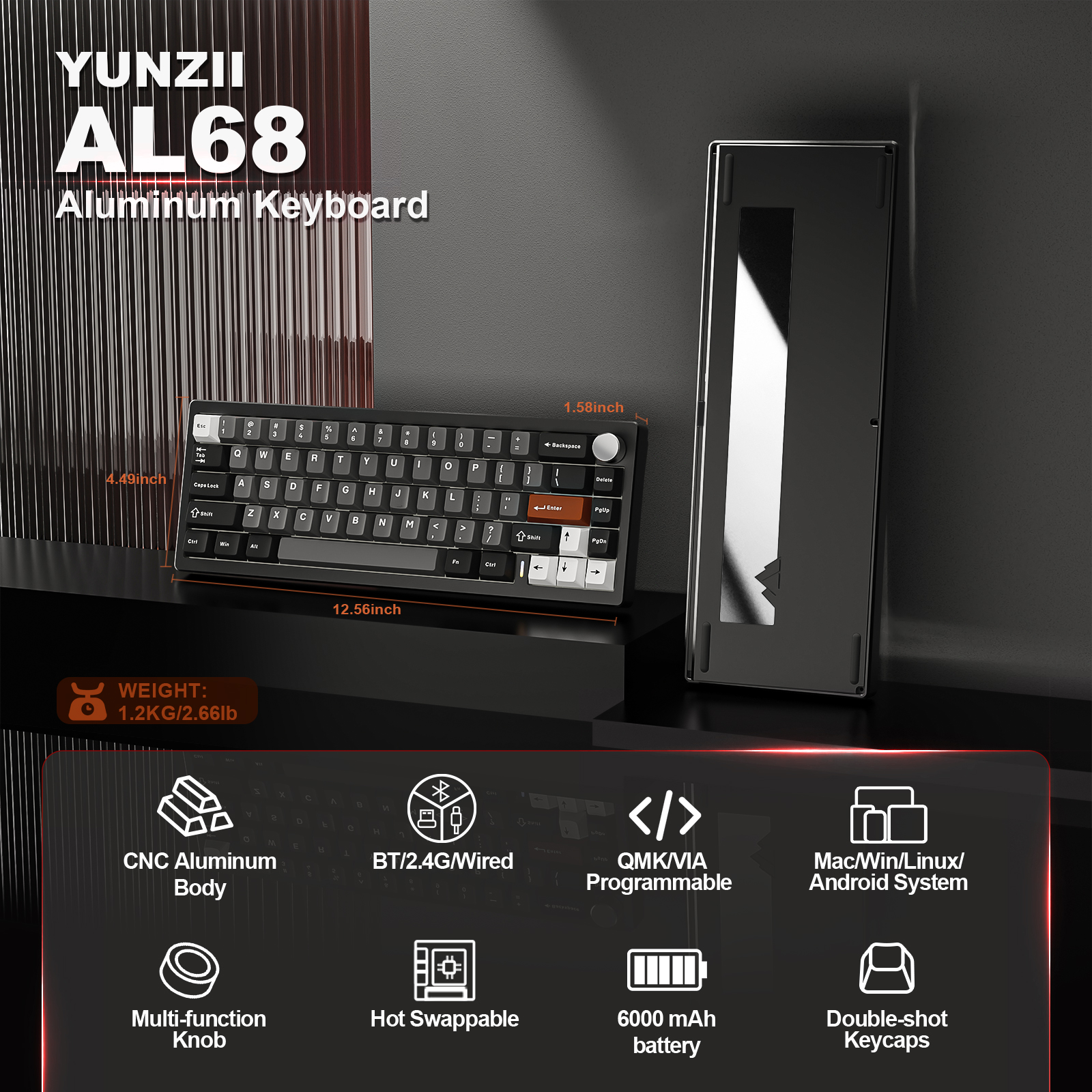 YUNZII AL68 Black QMK/VIA Mech - Gaming Keyboard Mobile review and price