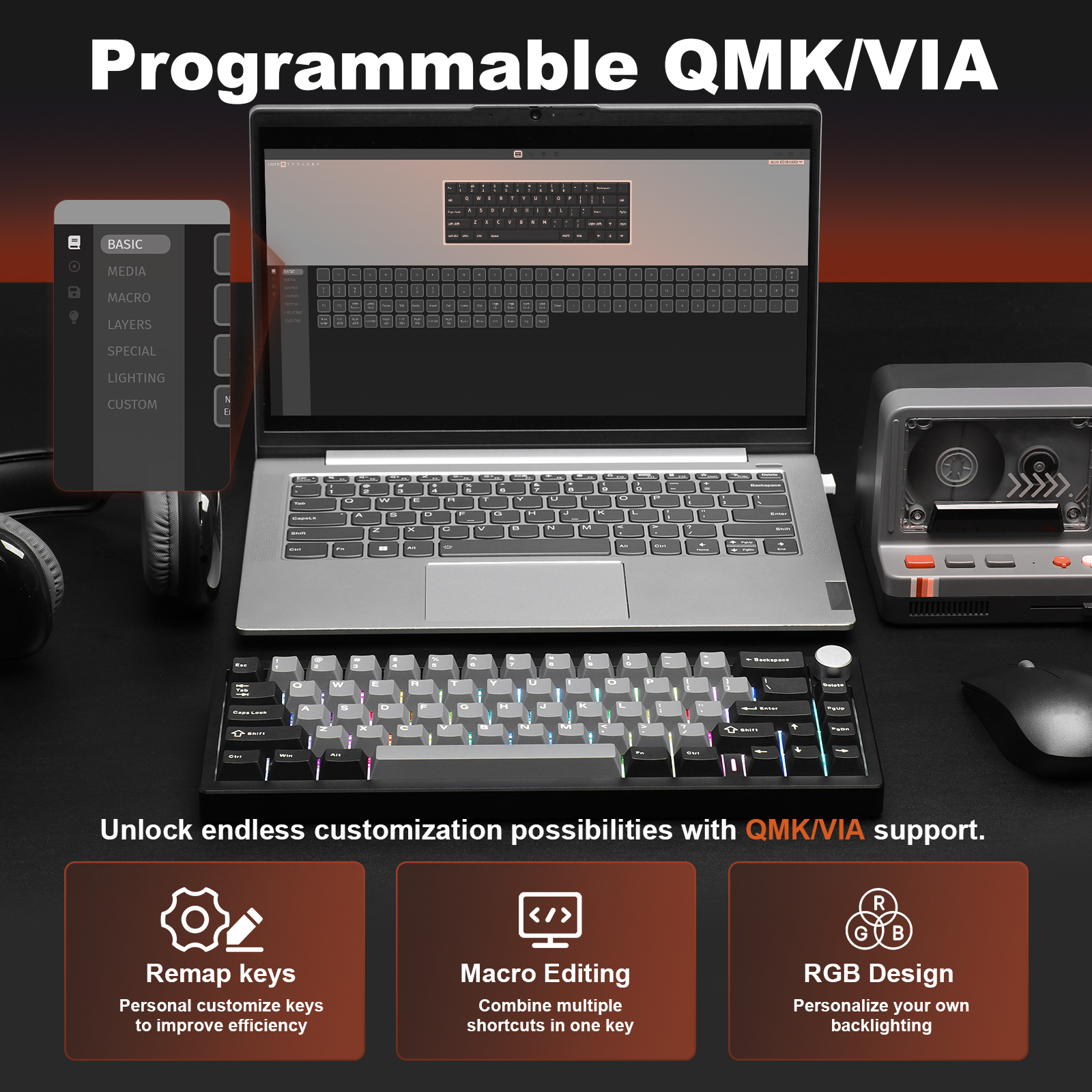 YUNZII AL68 Black QMK/VIA Mech - Gaming Keyboard Mobile review and price