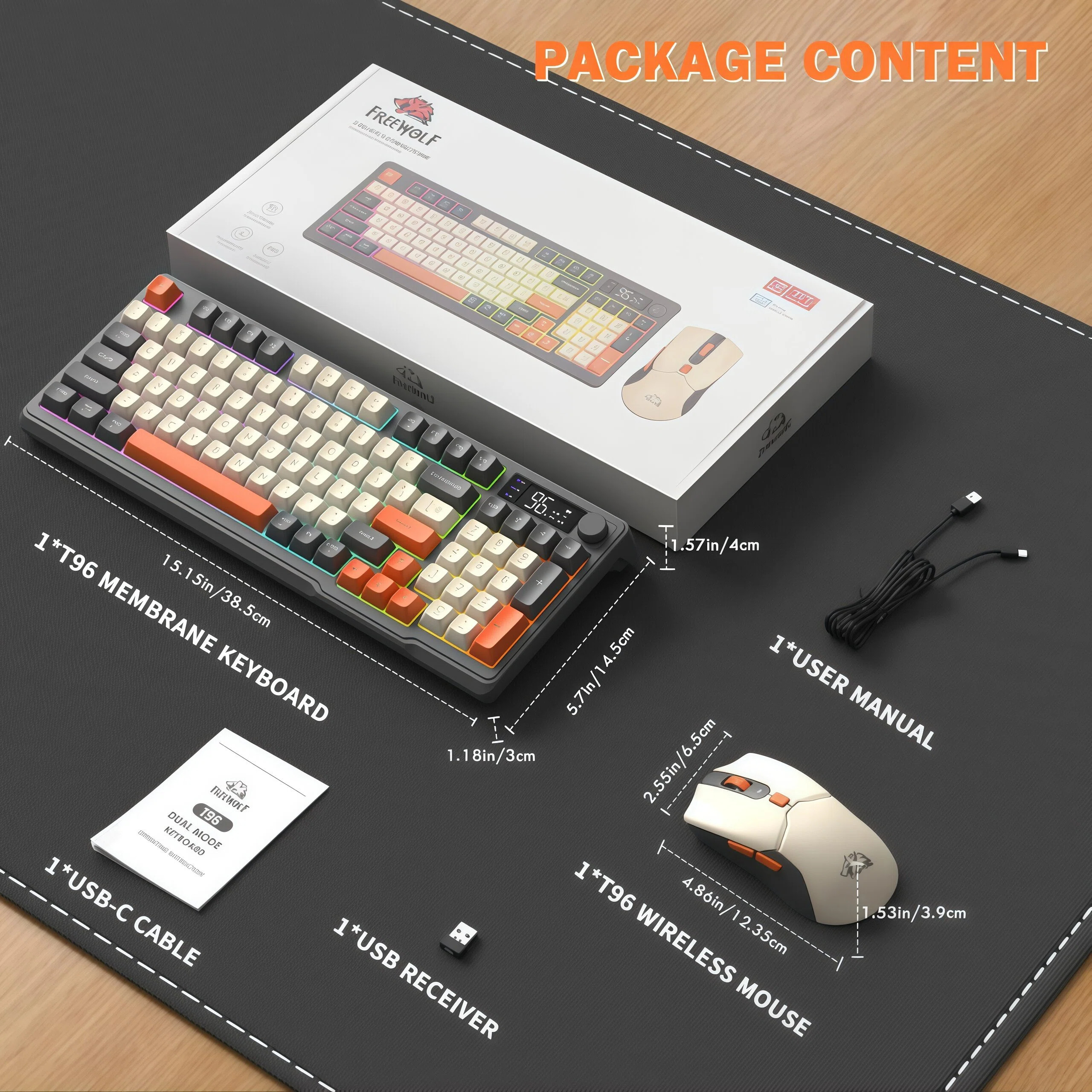 FREEWOLF T96 Wireless Keyboard - Gaming Keyboard And Mouse Combo Wireless review and price