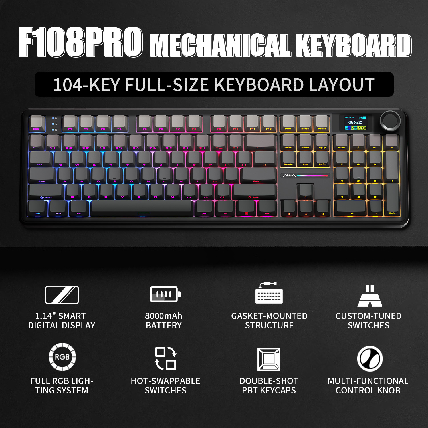 AULA F108 PRO Mechanical Keybo - Gaming Keyboard Blue Switches review and price